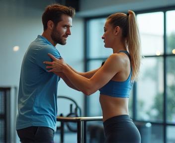Therapist guiding athlete through rehabilitation exercises